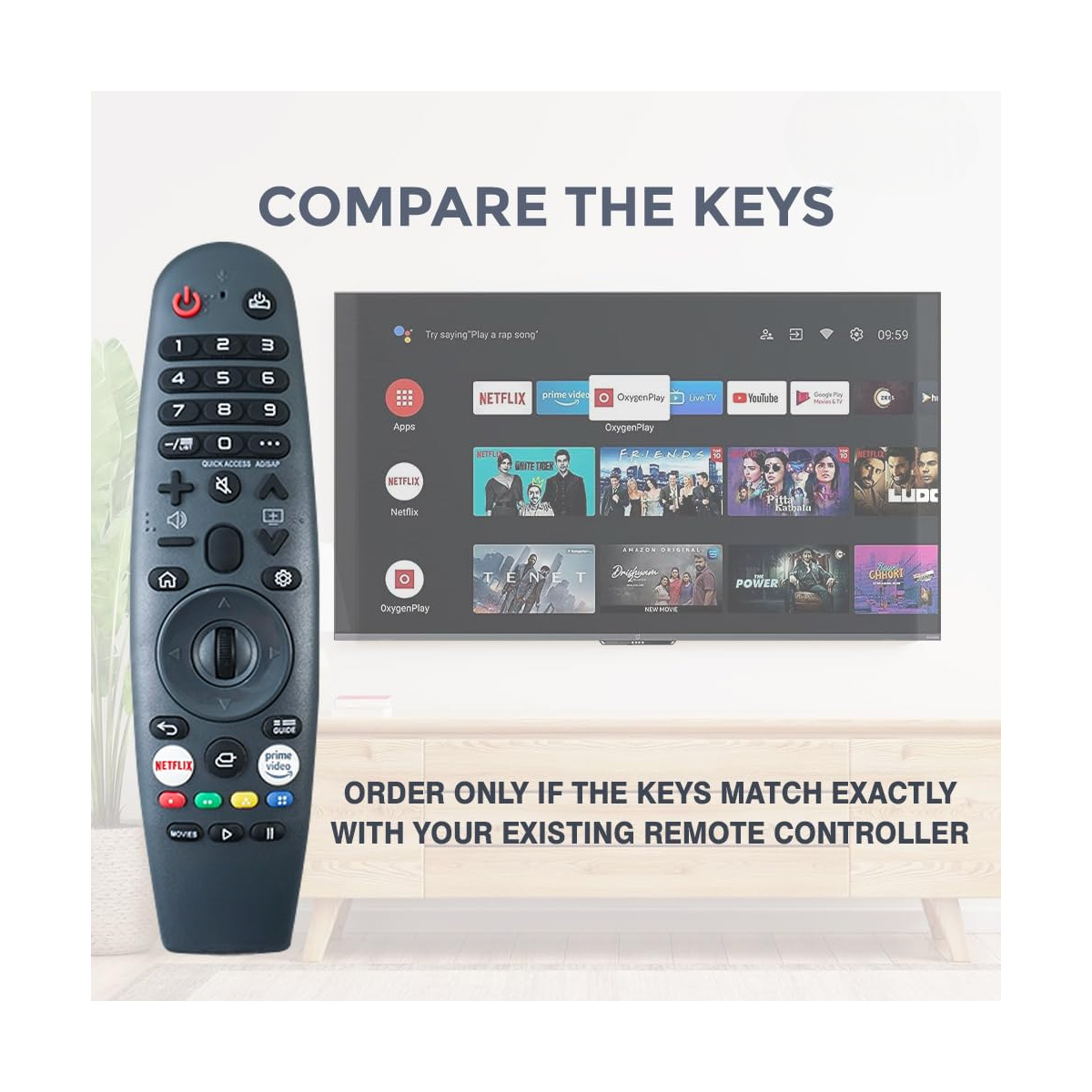 Tv Remote Compatible Hyundai 55UDHYW1I5 Model 55 Inch Ultra HD Frameless Web OS Smart Led Television Without Voice Command Replica of Genuine Remotes Control - Image 3