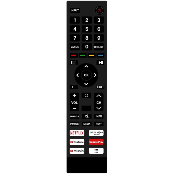 Hisense & VU GA Smart Tv Remote €“ Without Voice - Hot Keys Netflix, Prime Video, YouTube Music, Google Play, Apps and YouTube Use for LCD LED OLED QLED UHD 4K Android TVs, Black